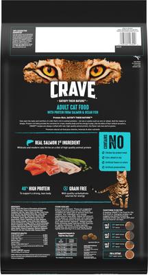 Show full view: Crave with Protein from Salmon & Ocean Fish Adult Grain-Free Dry Cat Food, 10-lb bag slide 3 of 13