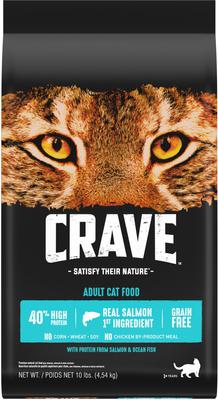 Show full view: Crave with Protein from Salmon & Ocean Fish Adult Grain-Free Dry Cat Food, 10-lb bag slide 4 of 13