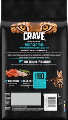 Show full view: Crave with Protein from Salmon & Ocean Fish Adult Grain-Free Dry Cat Food, 4-lb bag slide 3 of 13