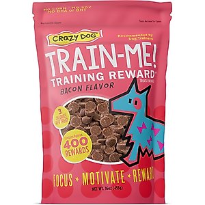 Crazy Dog Train-Me! Bacon Flavor Dog Treats, 1-lb bag