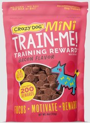 Crazy Dog Train-Me! Minis Bacon Flavor Dog Treats, 4-oz bag