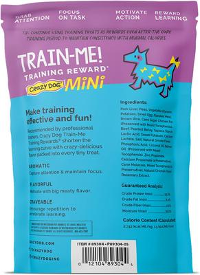 Show full view: Crazy Dog Train-Me! Minis Beef Flavor Dog Treats, 4-oz bag slide 3 of 11