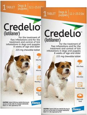 Credelio Chewable Tablet for Dogs, 12.1-25 lbs, (Orange Box)