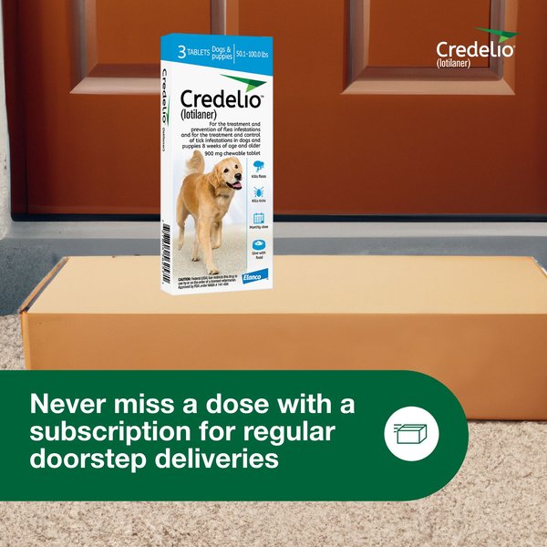 Credelio Chewable Tablet for Dogs, 50.1-100 lbs, (Blue Box)