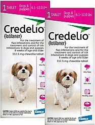 Credelio Chewable Tablet for Dogs, 6.1-12 lbs, (Pink Box), 2 Chewable Tablets (2-mos. supply)