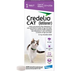 Credelio Chewable Tablets for Cats, 2-4 lbs, (Purple Box), 1 Chewable Tablet (1-mo. supply)