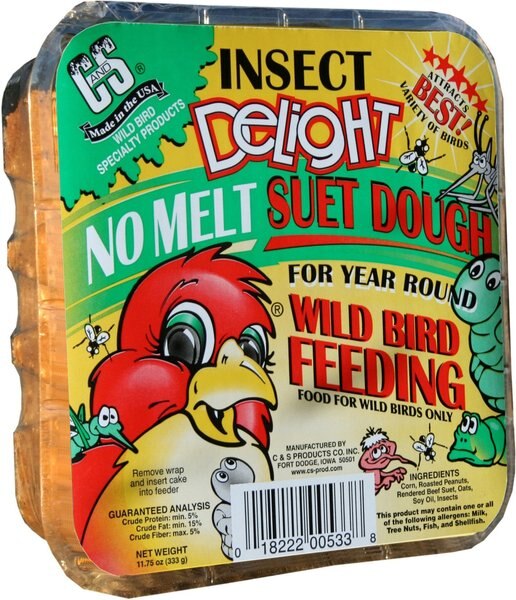 C&S Peanut Butter Delight No Melt Suet Dough Bird Food, 11.75-oz bag, case of 12