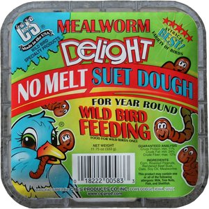 C&S Mealworm Delight No Melt Suet Dough Wild Bird Food, 11.75-oz tray, 12 count