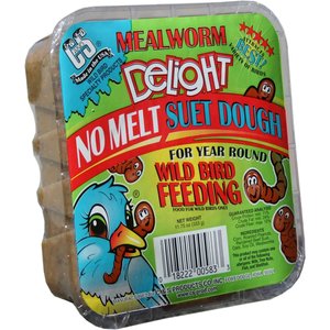 C&S Mealworm Delight No Melt Suet Dough Wild Bird Food, 11.75-oz tray, 12 count