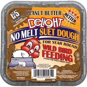 C&S Peanut Butter Delight No Melt Suet Dough Bird Food, 11.75-oz bag, case of 12