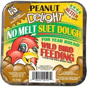 C&S Peanut Delight No Melt Suet Dough Wild Bird Food, 11.75-oz tray, case of 8