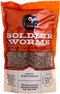 Show full view: Culinary Coop Dried Soldier Worm Chicken Treats, 1-lb bag,   slide 2 of 4