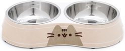 CultureFly Classic Melamine Double Stainless Steel Cat Bowl, 0.75-cup