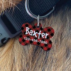 Custom Personalization Solutions Black & Red Buffalo Check Personalized Pet Tag slide 2 of 4