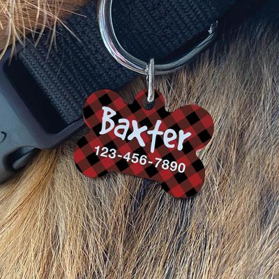 Show full view: Custom Personalization Solutions Black & Red Buffalo Check Personalized Pet Tag slide 2 of 4