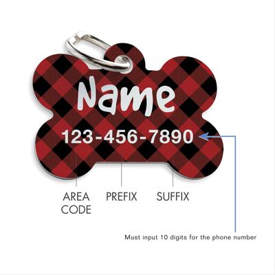 Show full view: Custom Personalization Solutions Black & Red Buffalo Check Personalized Pet Tag slide 3 of 4