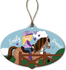 Custom Personalization Solutions Blonde Girl Riding Her Horse Personalized Christmas Tree Ornament