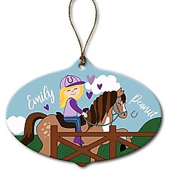 Custom Personalization Solutions Blonde Girl Riding Her Horse Personalized Christmas Tree Ornament