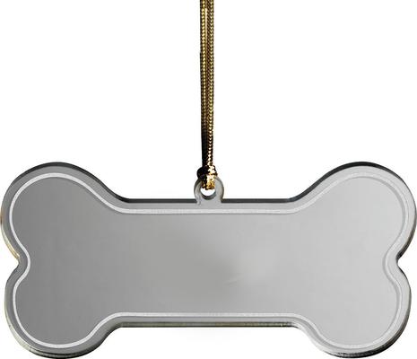Show full view: Custom Personalization Solutions Christmas Dog Bone Personalized Mirrored Acrylic Ornament slide 4 of 5