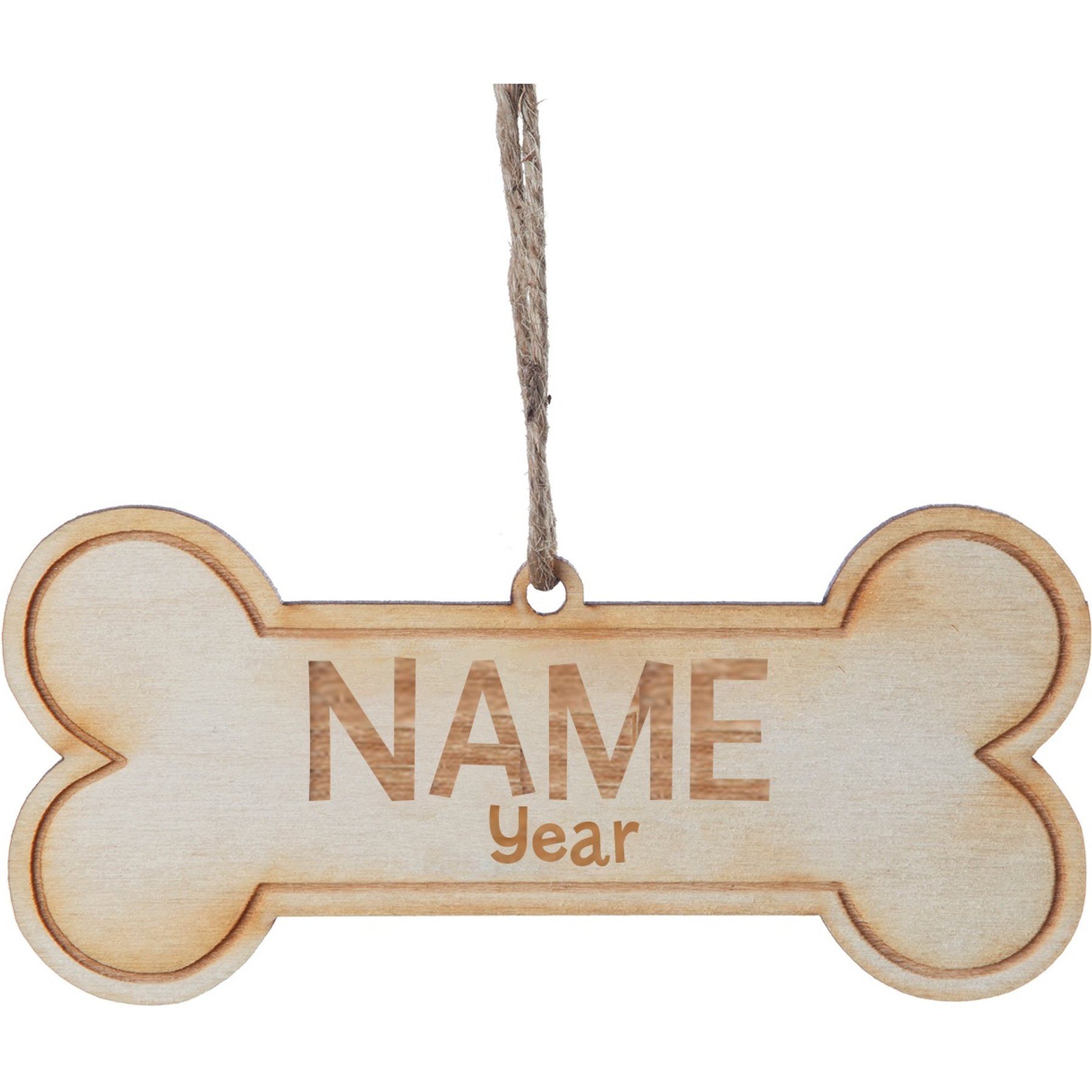 Custom Personalization Solutions Christmas Dog Bone Wooden Personalized Christmas Tree Ornament