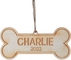 Custom Personalization Solutions Christmas Dog Bone Wooden Personalized Christmas Tree Ornament slide 2 of 4