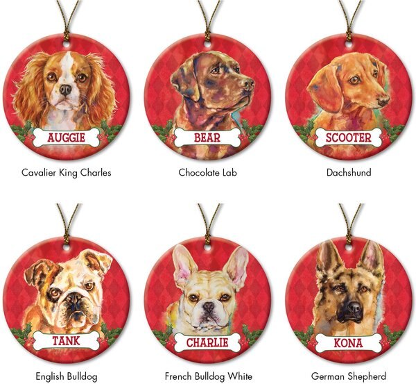 Custom Personalization Solutions Christmas Dog Breeds Personalized Christmas Tree Ornament