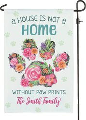 Custom Personalization Solutions Floral Paw Print Garden Flag, Cream