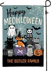 Custom Personalization Solutions Happy Meowloween Garden Flag, Blue