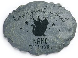 Custom Personalization Solutions Heaven Gained An Angel Cat Memorial Personalized Garden Stone, Grey