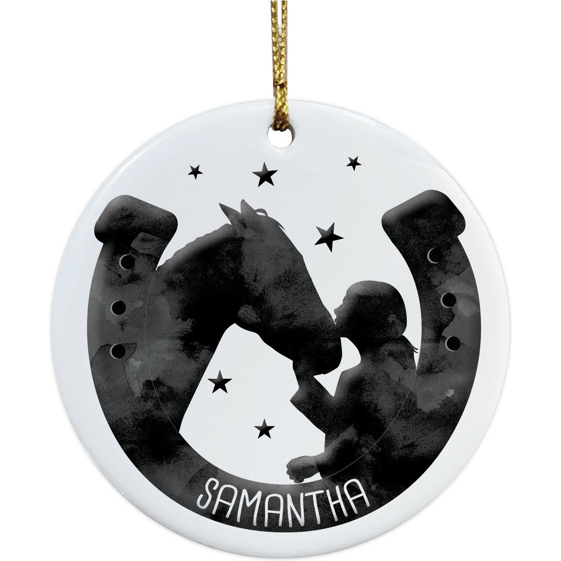 Custom Personalization Solutions Christmas Horse & Rider Personalized Christmas Tree Ornament