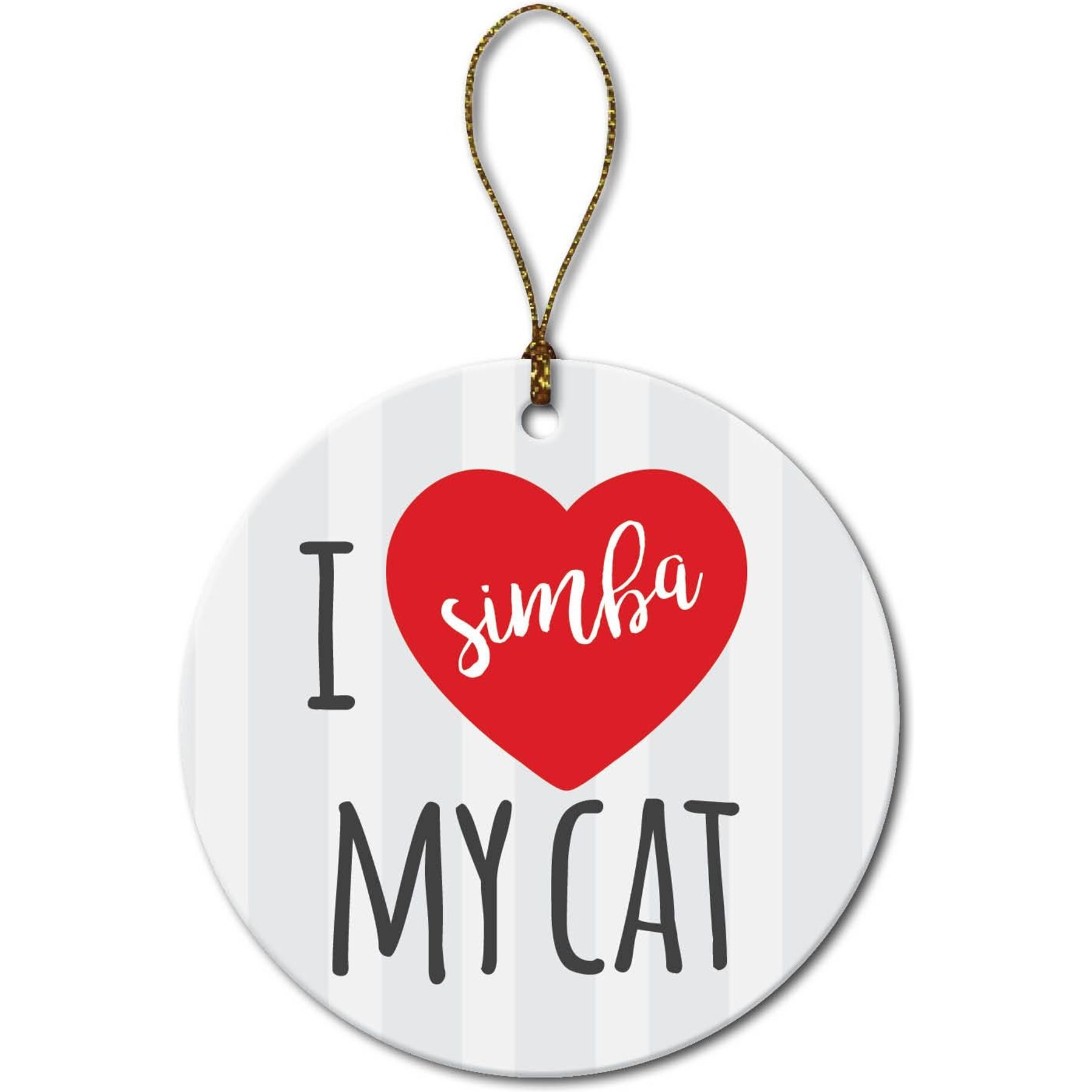 Custom Personalization Solutions Christmas I Love My Cat Personalized Christmas Tree Ornament