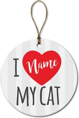 Show full view: Custom Personalization Solutions Christmas I Love My Cat Personalized Christmas Tree Ornament slide 4 of 5