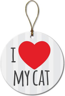 Show full view: Custom Personalization Solutions Christmas I Love My Cat Personalized Christmas Tree Ornament slide 5 of 5