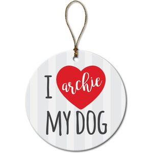 Custom Personalization Solutions I Love My Dog Personalized Christmas Tree Ornament