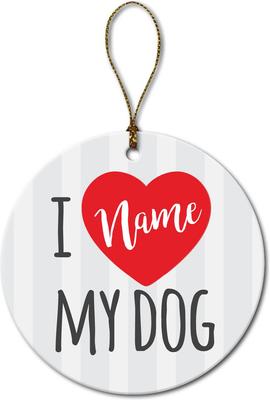 Show full view: Custom Personalization Solutions Christmas I Love My Dog Personalized Christmas Tree Ornament slide 3 of 4