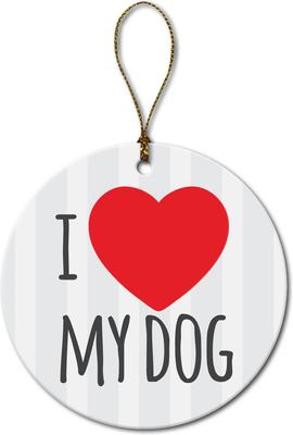 Show full view: Custom Personalization Solutions Christmas I Love My Dog Personalized Christmas Tree Ornament slide 4 of 4
