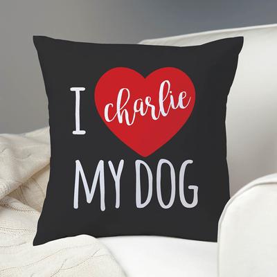 Show full view: Custom Personalization Solutions I Love My Dog Personalized Throw Pillow slide 2 of 4