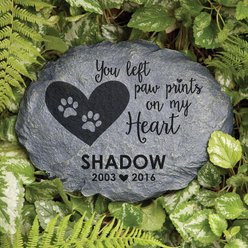 Custom Personalization Solutions Paw Prints On My Heart Personalized Garden Stone, Grey