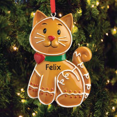 Show full view: Custom Personalization Solutions Christmas Personalized Gingerbread Cat Ornament slide 3 of 6