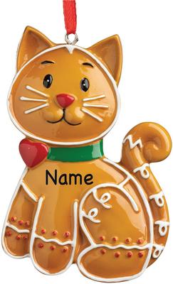 Show full view: Custom Personalization Solutions Christmas Personalized Gingerbread Cat Ornament slide 4 of 6