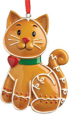 Show full view: Custom Personalization Solutions Christmas Personalized Gingerbread Cat Ornament slide 5 of 6
