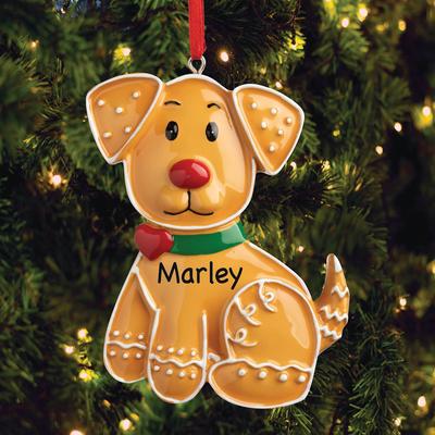 Show full view: Custom Personalization Solutions Christmas Personalized Gingerbread Dog Ornament slide 3 of 6