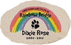Custom Personalization Solutions Rainbow Bridge Pet Memorial Personalized Garden Stone, Grey