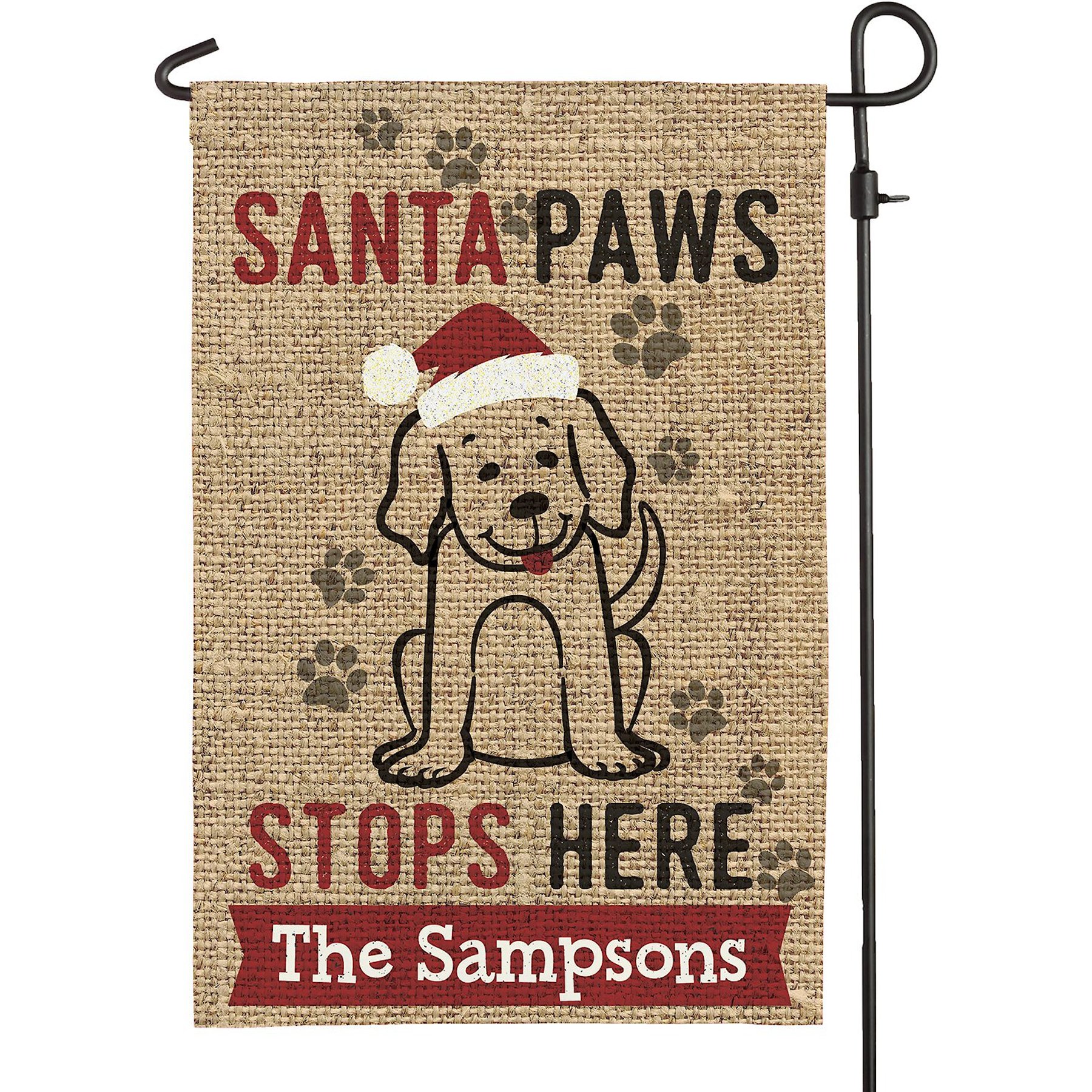 Custom Personalization Solutions Christmas Santa Paws Stops Here Personalized Garden Flag