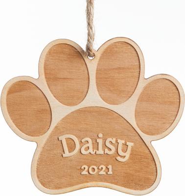 Show full view: Custom Personalization Solutions Christmas Special Dog Personalized Wood Ornament slide 2 of 5