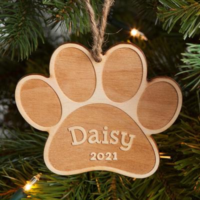 Show full view: Custom Personalization Solutions Christmas Special Dog Personalized Wood Ornament slide 3 of 5