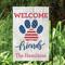 Show in main carousel: Custom Personalization Solutions Welcome Friends Patriotic Paw Print Personalized Garden Flag slide 2 of 4