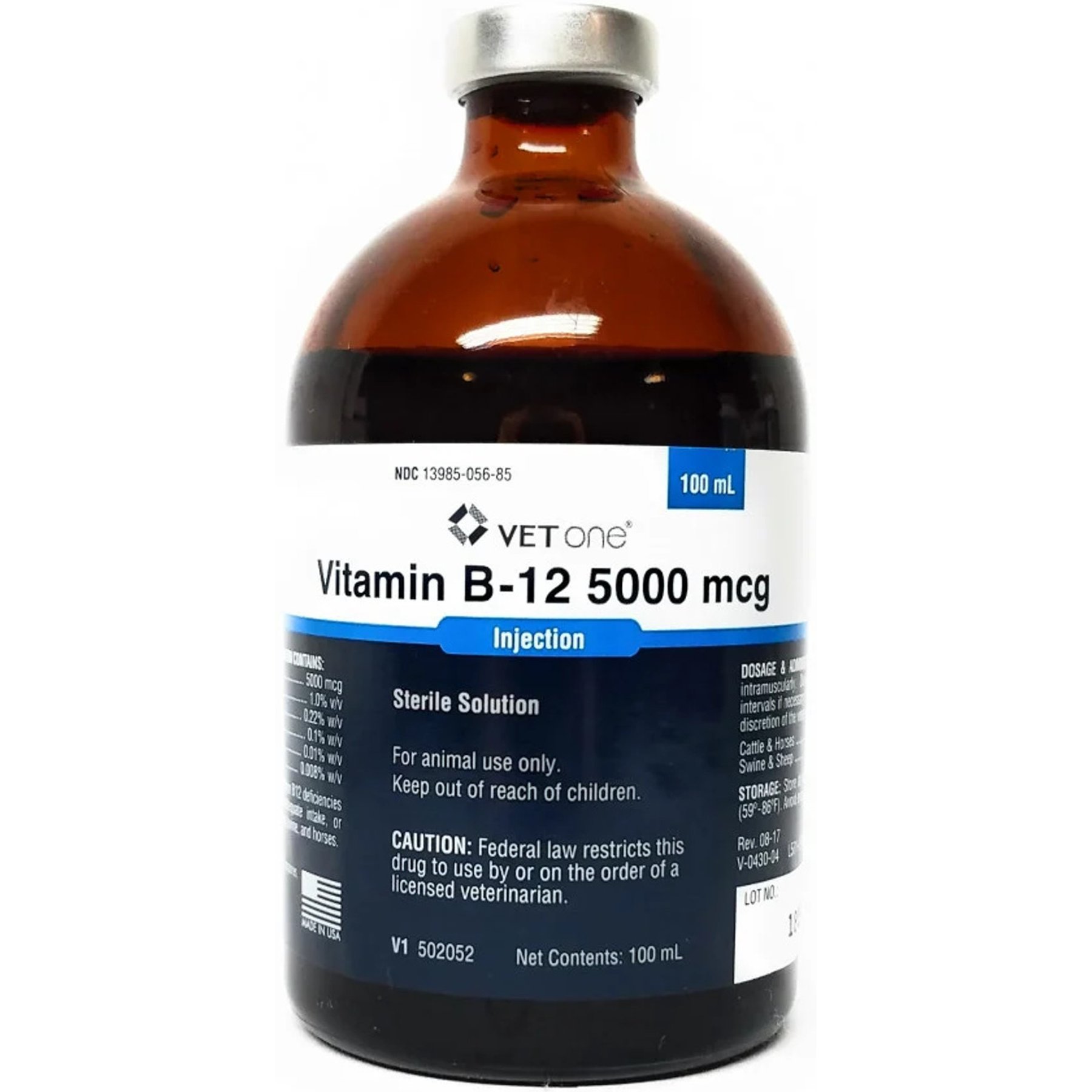 Cyanocobalamin 5000-mcg Vitamin B12 Injectable Solution for Horses, 100-mL
