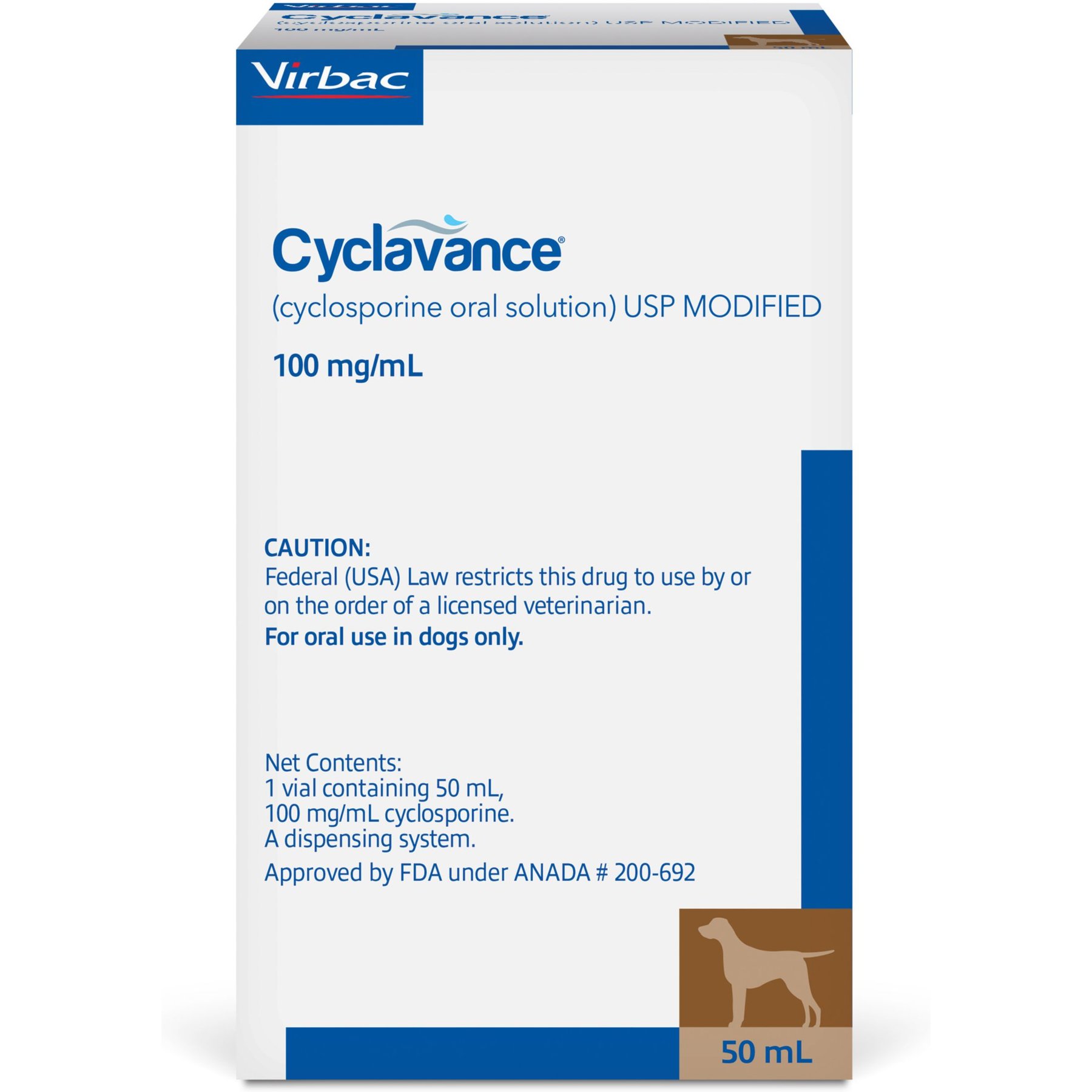 Cyclavance (cyclosporine modified oral solution) for Dogs, 100-mg/mL, 50-mL, bundle of 2