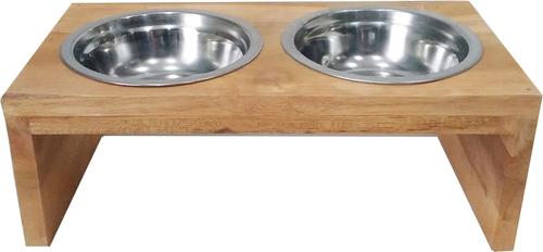 Show full view: D-Art Collection 2 Bowl Dog & Cat Feeder Stand, Small slide 2 of 2